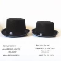 Sombrero de copa negro de lujo, gorra de caballero plegable, tela oscura, elegante, fiesta de Jazz, accesorio de disfraz - details 4