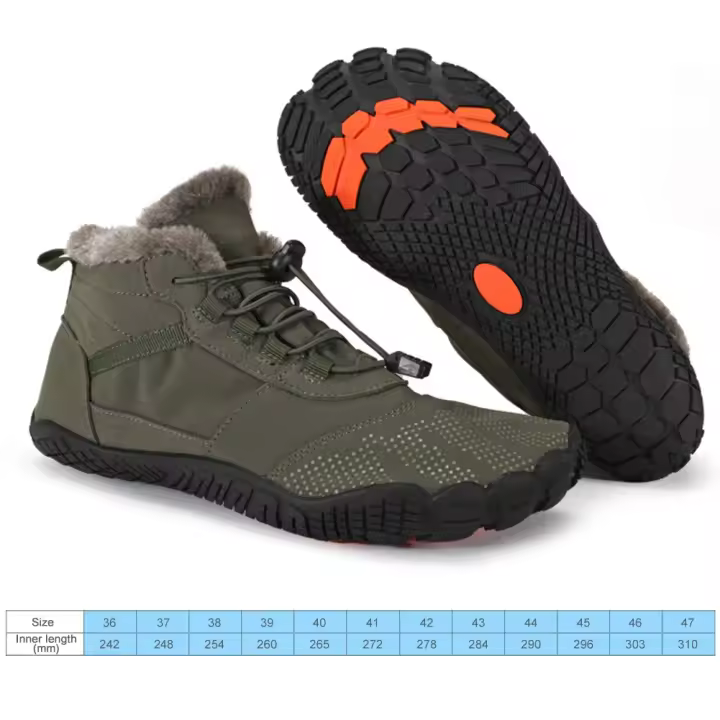Botas de invierno para hombre y mujer, zapatillas antideslizantes para exteriores, para nieve, descalzas, cálidas, de piel, impermeables, para montañismo, escalada y senderismo - 1