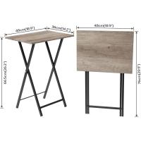 Mesa Auxiliar Plegable de 2, Mesa Lateral para Sofá, Escritorio Pequeño para Portátil, Mesa de TV Plegable pequeña, Estructura de Almacenamiento Fácil, Marrón Rústico y Negro EBF25BZ01 - details 11