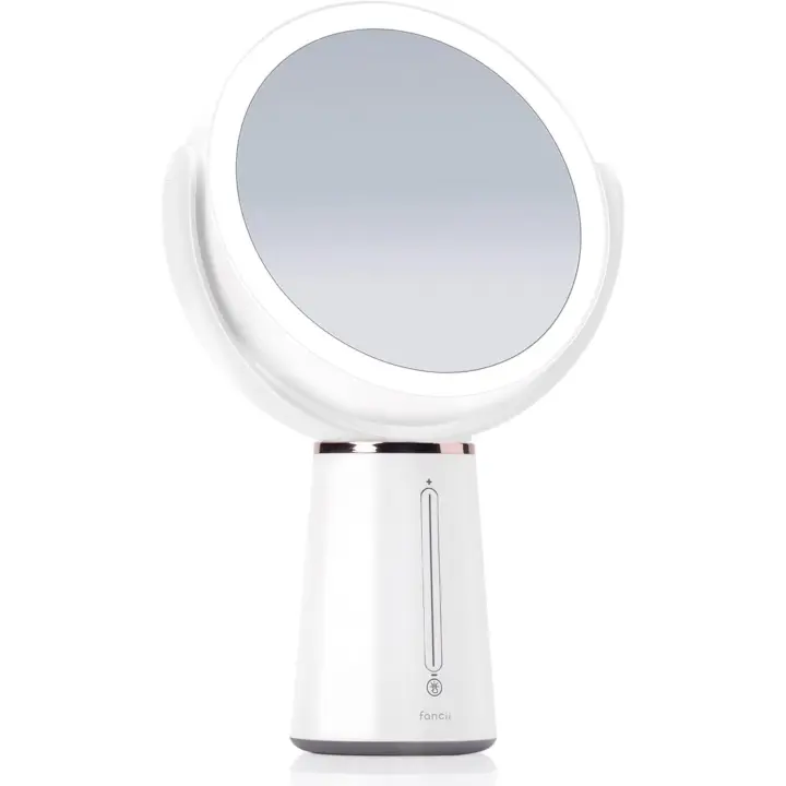 Fancii Maquillaje de aumento con luz LED con aumento de doble cara 1x/10x, brillo recargable y ajustable, grande - 1