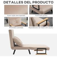 Silla plegable tapizada en terciopelo con respaldo ajustable de 5 niveles y cojín acolchado para oficina - details 2