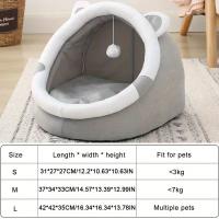 Acogedora cama de cueva de gato de dibujos animados, mantiene a tu gatito caliente y cómodo en esta linda casa de mascotas. - details 5
