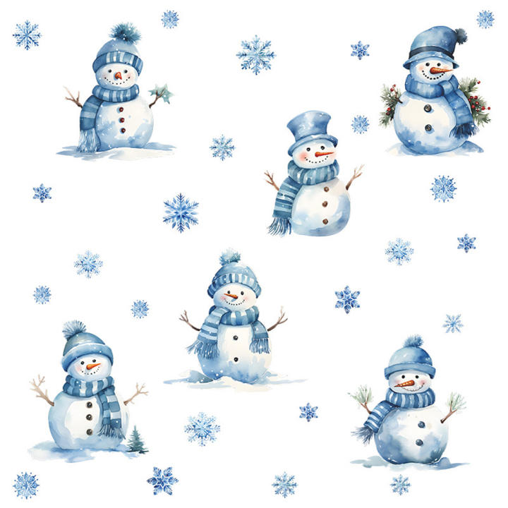 HonC Pegatinas de Pared de Copo de Nieve de Hombre de Nieve Navideño Autoadhesivas, Reutilizables, Diseño Irregular Decoración de Ventanas de Vidrio; Made en China