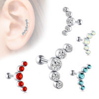 Piercing de cristal para cartílago para mujer, pendiente de hélice, pasador de acero inoxidable, tragus, joyería daith de racimo, 2 piezas - details 3