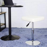 Cuadrado Cuero Silla Ocio Bar Trabajo Giratorio Ajustable en Altura Garaje sin Respaldo barbero Blanco - details 2