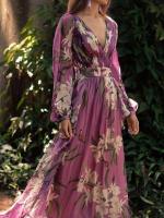 "Vestido Largo de Mujer Verano 2025 |   Escote V con Manga Larga |   Estampado floral |   Falda Amplia |   Estilo Boho Chic |   Envío Rápido Miravia" - details 1
