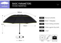 Paraguas grande de doble capa para hombre y mujer, sombrilla resistente a la lluvia y al viento, portátil, 3 pliegues, 130cm - details 0