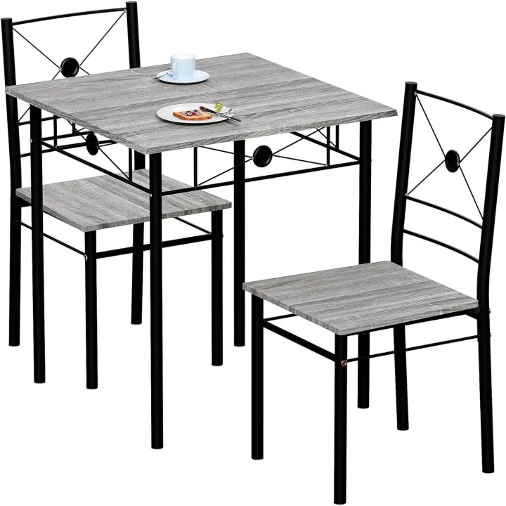 Juego de Mesa de Comedor y Silla, Juego de Muebles Modernos y contemporáneos para Cocina (Gris, 2 plazas) - 1