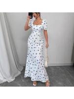 Vestido largo francés 2025 verano nueva cintura y temperamento delgado ropa de mujer floral de manga corta pequeño vestido fresco. - details 2