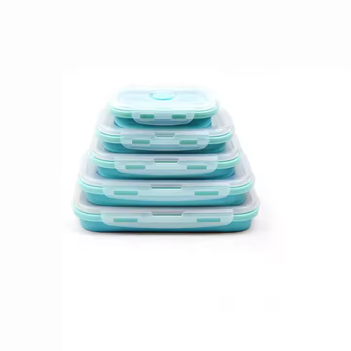 Cajas de Picnic para el hogar y la cocina, contenedor de alimentos de silicona, cuenco plegable, fiambrera plegable - 1