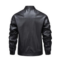 Chaqueta de Cuero para Hombres CHAIFENKO Abrigo Suelto, A Prueba de Viento, Cálido para Otoño-Invierno, Cierre de Cremallera, Forro de Poliéster - details 3