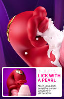 Vibradores de empuje de lengua 4 en 1 Consolador Rose Sex Toys con 10 lamiendo el clítoris y 10 modos de vibración, estimulador de clítoris del punto G, herramientas de placer para juegos de parejas femeninas - details 8