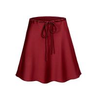Falda corta de mujer, minifaldas de satén para mujer, falda corta de seda beige con cordón, cintura alta, color negro - details 1