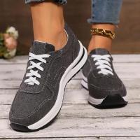 Mujeres de mezclilla azul zapatillas de deporte de fondo grueso,Zapatillas de deporte de moda de fondo grueso con cordones,Zapatillas de deporte cómodas y casuales - details 9