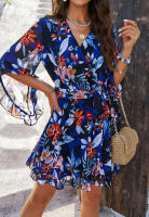 Vestido fluido sin tirantes con estampado floral bohemio para mujer, verano 2025 - details 16