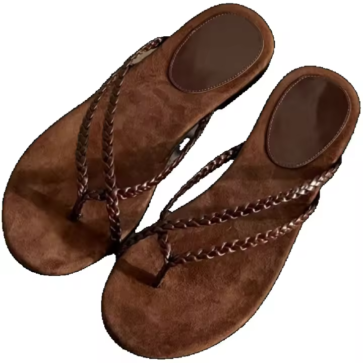 Chanclas planas, zapatos para mujer, ropa de verano, nuevo diseño de nicho casual, playa, vacaciones, sandalias con punta abierta. - 1