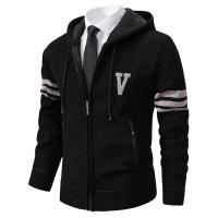 Chaqueta de suéter para hombre con forro de punto, cárdigan con capucha de otoño e invierno, chaqueta de suéter informal, ropa para hombre - details 23