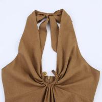 PB & ZA2025summer nuevo vestido suelto cómodo con cuello halter estilo de vacaciones en la playa estilo hebilla de color sólido para mujer - details 11