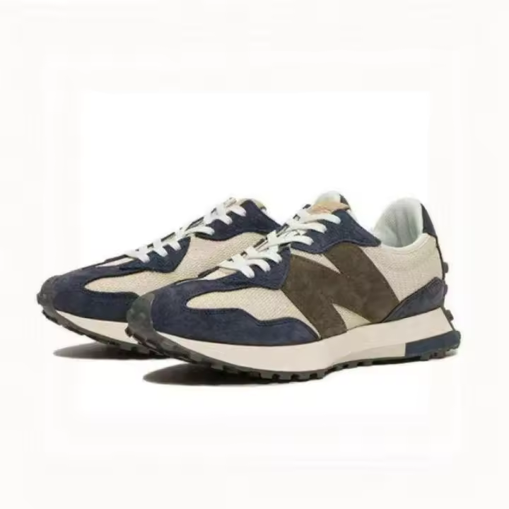 Leten 327 Zapatillas de cuero para hombres y mujeres Zapatillas de carrera - azul-beige Pegatinas de pared - 1