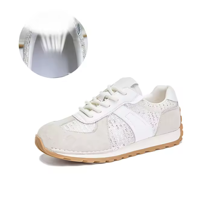 Cuero nuevos zapatos de entrenamiento moral deportivo de fondo plano zapatos blancos casuales para mujer - 1