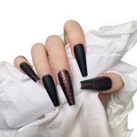 Uñas postizas con purpurina mate de cobertura total, puntas desmontables, 24 piezas - details 0