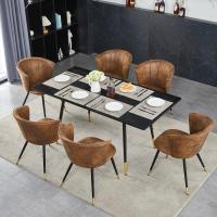 Juego de 2 Sillas de Comedor Vintage Sillón Tapizado en Gamuza con Reposabrazos Patas Metálicas para Cocina Salón - details 11