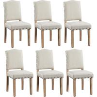 Juego de 4 sillas de comedor con respaldo alto, sillas de cocina, patas de madera maciza, diseño clásico, con botones bronceados, sillones y sillas para salón, asientos tapizados - details 52