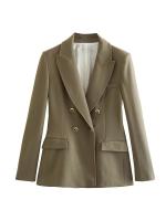 TRAFZA-traje elegante de manga larga para mujer, traje con cuello, Bolsillo falso, decorado, Color sólido, estilo callejero, prendas de vestir exteriores informales - details 38