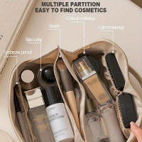 Bolso de cosméticos grande y portátil para mujeres, ideal para maquillaje, viajes, piel y artículos de tocador Organizador de - details 5