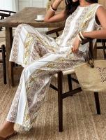 "Conjunto de Verano Mujer 2025 – Blusa Sin Mangas Estampada + Pantalones Holgados, Moda Europea, Fresco y Cómodo" - details 5