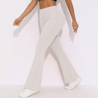 Mallas de Yoga a prueba de sentadillas para mujer, pantalones de Yoga de cintura alta, levantamiento de glúteos, pantalones de tiburón Micro acampanados, pantalones de Yoga ajustados de cintura alta - details 3