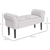 Pie Cama Banqueta Brazos Tapizada Tipo Mara para Dormitorio Salón Recibidor 102x36x51cm Carga 130kg - details 1