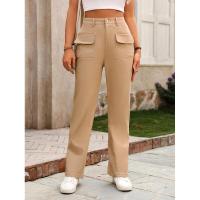 Pierna recta de cintura alta, pantalones sólidos, pantalones sueltos de estilo coreano de moda para mujer - details 7