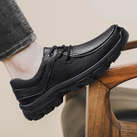 Abnkarwin Zapatos Casuales para Hombres de Cuero Genuino Tamaño Grande para Primavera y Otoño en Negro y Marrón Anti-Deslizante para Exteriores Material de Punta de Cuero Natural - details 22