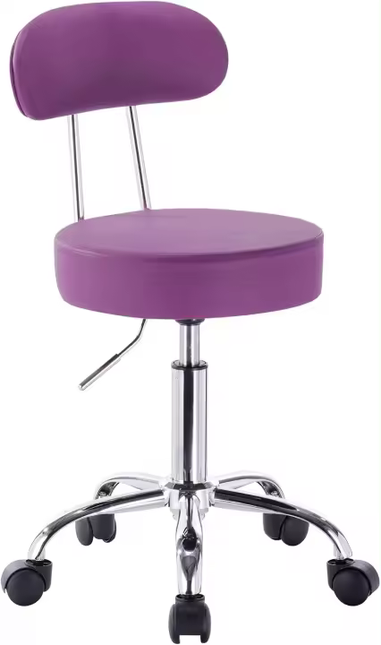 Taburete de Trabajo de 1 Pieza Giratorio Taburete de Silla Giratoria Silla de Oficina con Respaldo de Altura Regulable en Blanco - 1