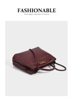 Nuevo Bolso de Mujer Tejido con Hebilla de Cuerda de Metal Bolso de Mano Portátil Retro - details 11