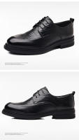 Zapatos de cuero de vaca de primera calidad Mocasines negros para hombres con cordones hechos a mano Calzado formal de negocios británico - details 13