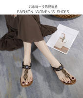 Sandalias de nuevo estilo con diamantes de imitación, cómodas, de punta redonda, para vacaciones en la playa, zapatos planos de talla grande - details 35