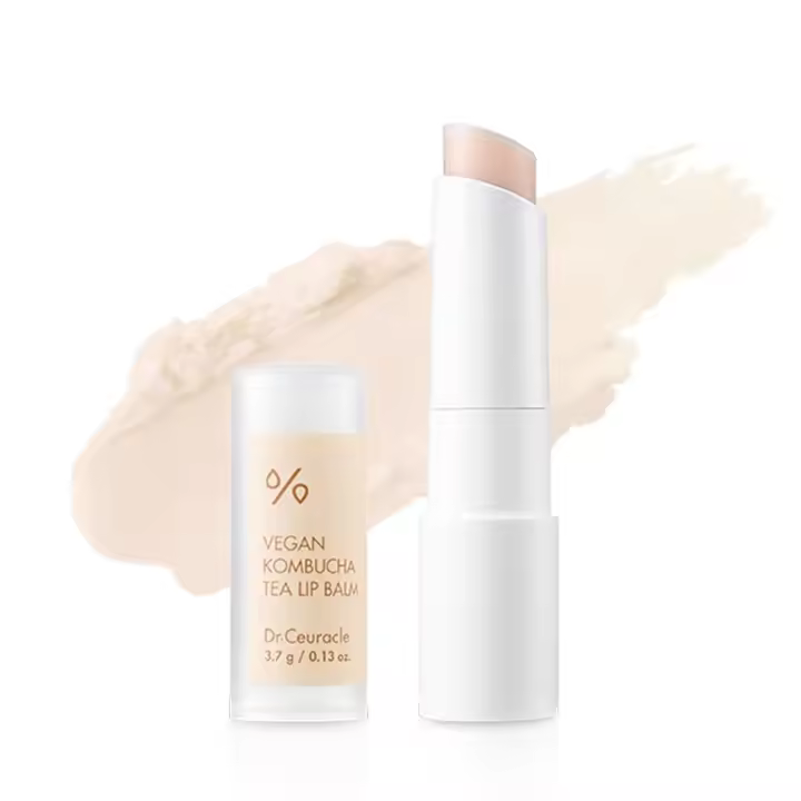 Hot Dr.Ceuracle de leegeehaam Bálsamo de té vegano de Kombucha (3,7 g / 0,13 oz) - Cuidado de labios coreano suave, natural e hidratante para labios secos y agrietados - 1