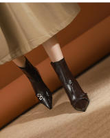 Moda nueva hebilla de cinturón stiletto botas cortas de mujer - details 20