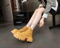 Suela gruesa de diseñador con logotipo de Dropshipping para mujer, botas cortas de cuero con aumento de altura - details 5