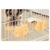 Cuenco de alimentación para mascotas colgante con Base de madera, diseño de suspensión, jaula fija para gatos, comederos de alimentos con forma de gato/oso, fácil limpieza - details 1
