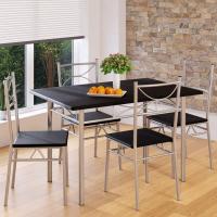 Conjunto Mesa y 4 sillas Paul Muebles de Cocina Comedor Negro Mesa MDF Resistente 110x70cm - details 1