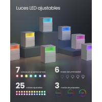 Mesita de Noche con Iluminación LED Ajustable, Mesa Auxiliar con Cajones, Cajonera, para Dormitorio, Sala de Estar, Estilo Moderno, Blanco Nube LET834W01 - details 4