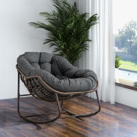 Silla de Rocking de Mascarete Moderna de Grajo Silla de Sillón Cómoda para Exteriores con Cojín Grueso Ideal para Balcón, Porche, Jardín, Patio - details 7