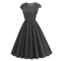 X Vestido acampanado con estampado de lunares y manga cuadrada elegante de verano para mujer - details 33