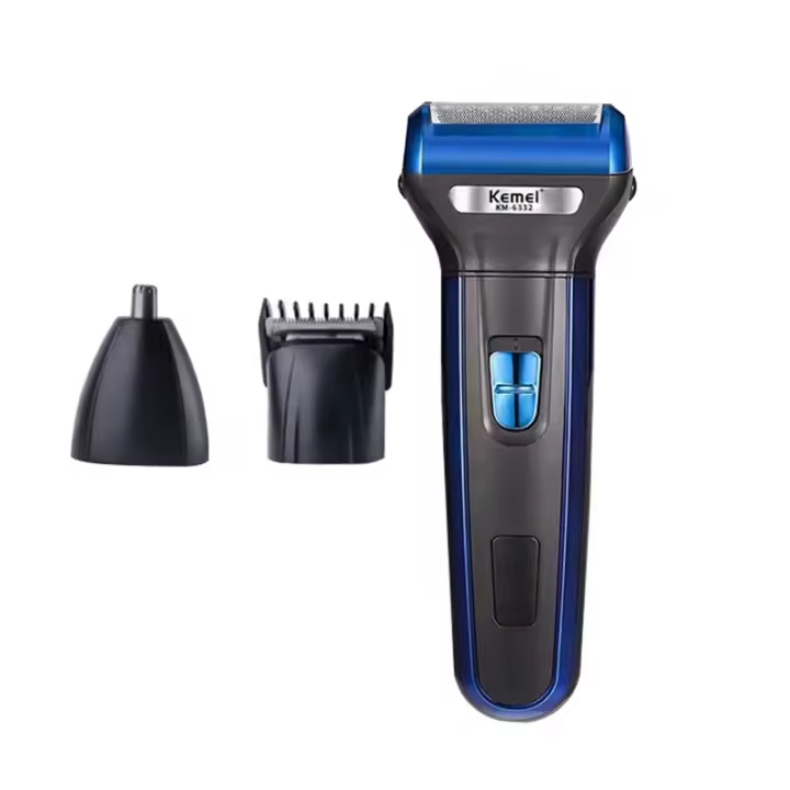 Kemei-Afeitadora eléctrica multifuncional 3 en 1, máquina de afeitar inalámbrica recargable, recortadora de pelo de nariz y barba, Kit de aseo - 1