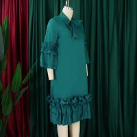 2025 vestido nuevo casual y elegante cuello redondo media oficina manga trompeta ropa de mujer de talla grande - details 2