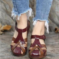 Sandalias de mujer con punta redonda y hebilla cruzada, novedad de verano, talla grande - details 2