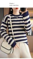Jersey de Primavera para Mujer Suéter a Rayas de Dos Colores Suéter de Manga Larga con Cuello Redondo Nuevo Jersey de Algodón 100% - details 6